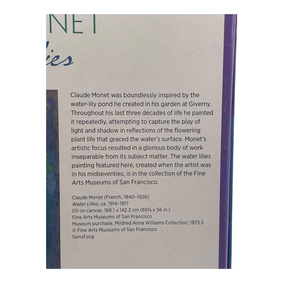 Pomegranate 1000 Piece Puzzle, Claude Monet "Water Lilies" Classic Oil Painting - Picture 5 of 7